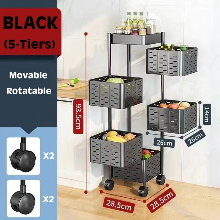 5 Layers Rotatable Trolley With Wheels