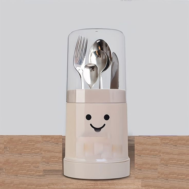 Smiley Cutlery Holder With Lid