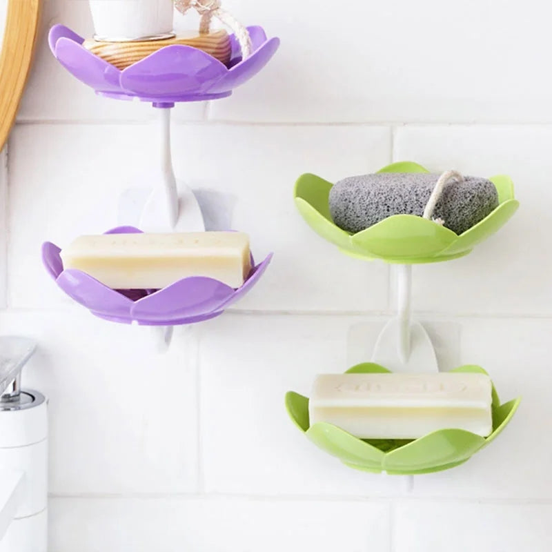 Wall Mounted Double Layer Flower Soap Dish