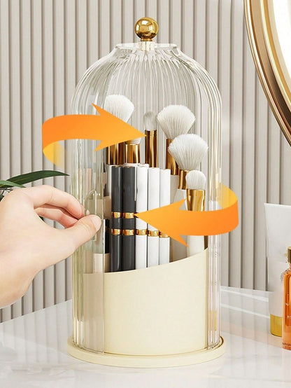 360° Rotating Makeup Brush Holder With Lid