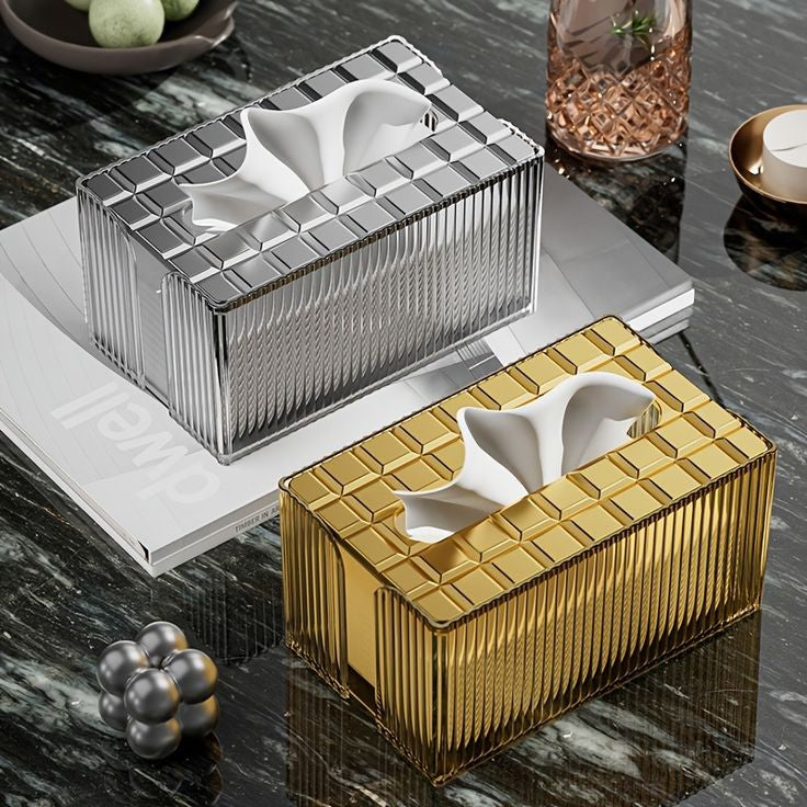 Luxury solid crystal desktop tissue box