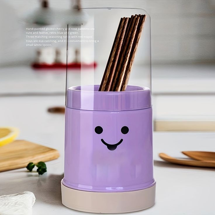 Smiley Cutlery Holder With Lid