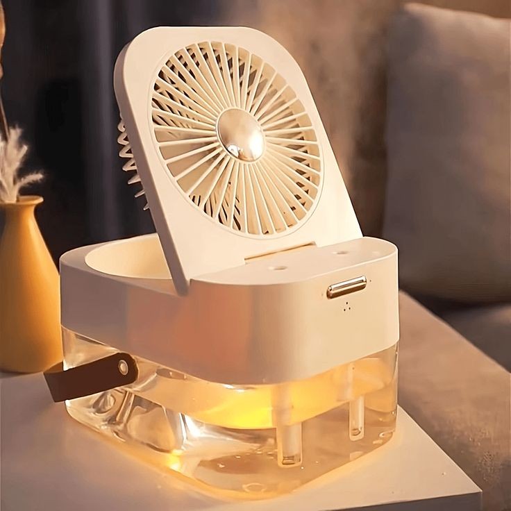 Double Spray Portable Humidifier Fan With Lamp