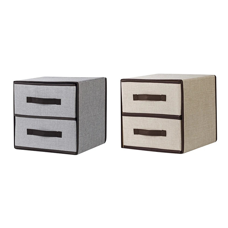 2 Drawer Fabric Storage Box Orgainzer