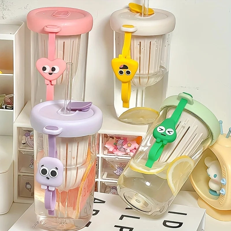 420ml Cute Drinking Cup with Straw Tea Infuser