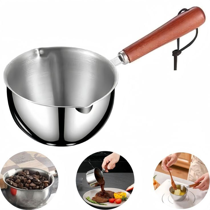 Stainless Steel Hot Oil Pot with Wooden Handle