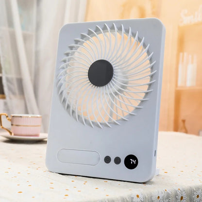 USB desktop folding fan and lamp