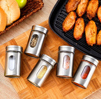 Stainless Steel And Glass Seasoning Bottle