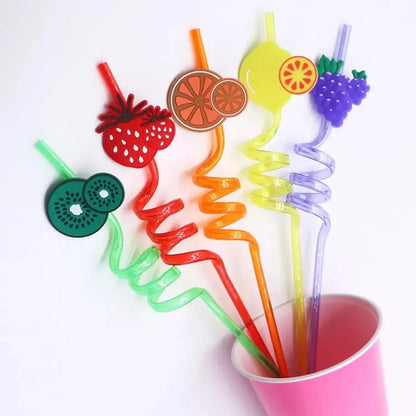 4 Pcs Reusable Fruit Shaped Straws