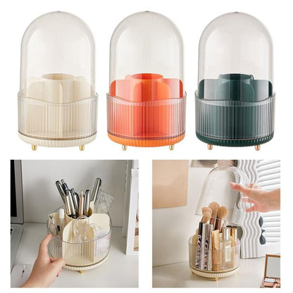 Rotating Brush Holder With Transparent Covered Lid