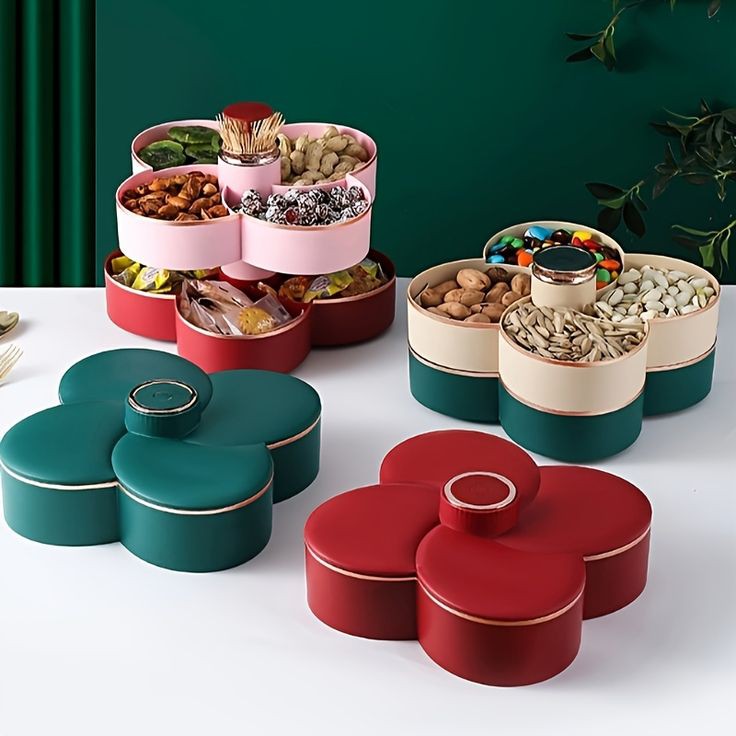 Multi Compartment Plastic Rotating Dry Fruit Tray