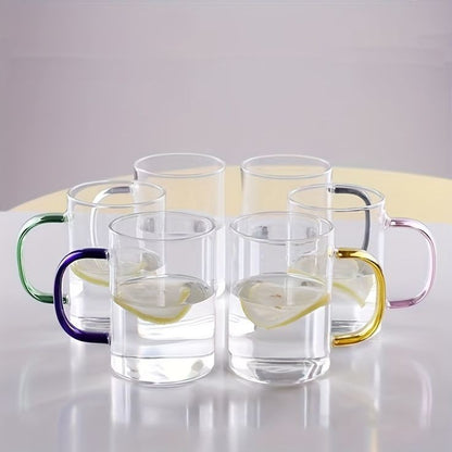 Set of 6 Glass Cups with Multicolor Handles 330 ML