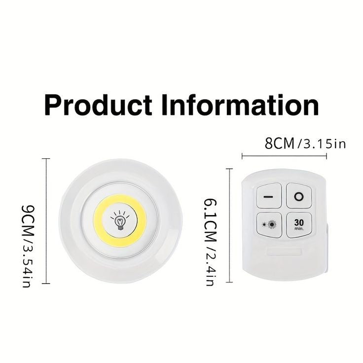 Set Of 3 Tap Led Light With Remote