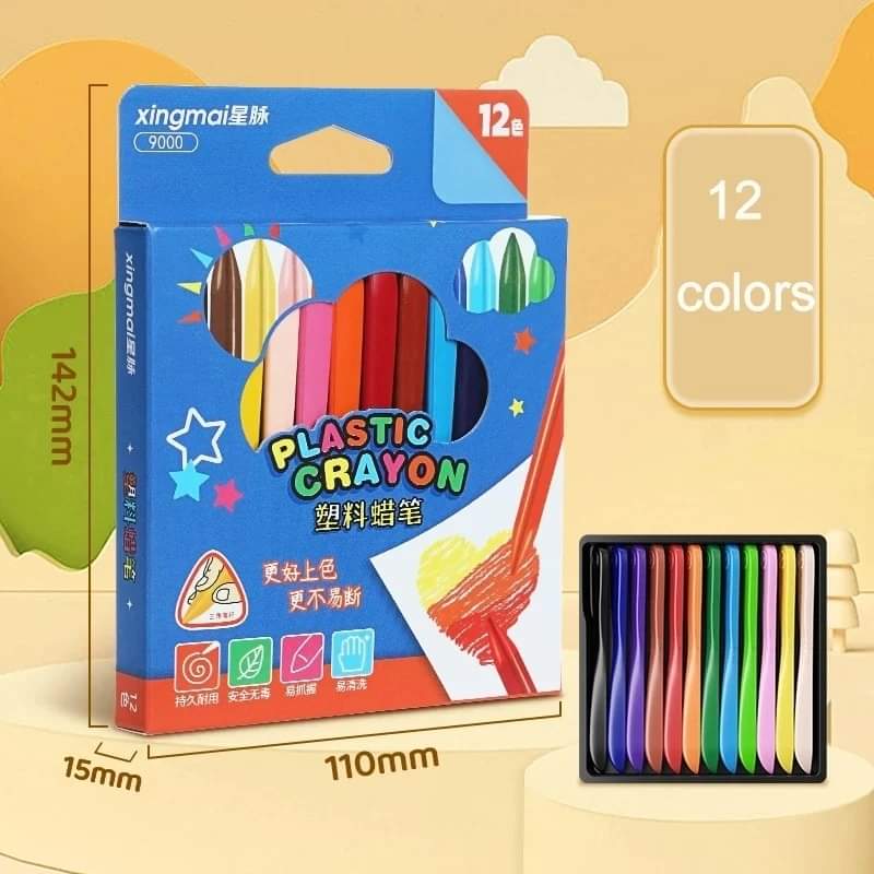 12Pcs Plastic Crayons Set