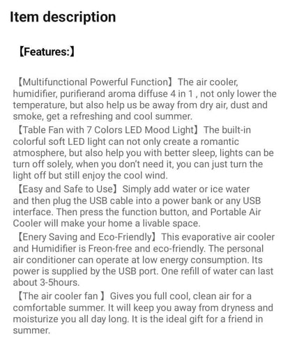 Mini Portable Mist Fan