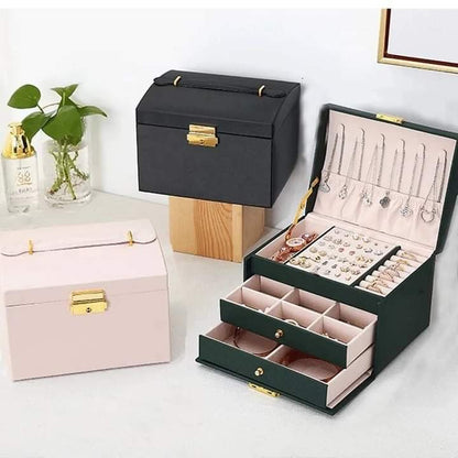 3 Layer Leather Jewelry Organizer