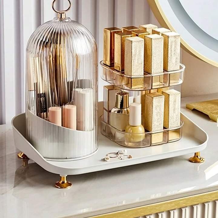 Rotating Cosmetic Brush And Lipstick Organizer