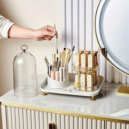 Rotating Cosmetic Brush And Lipstick Organizer