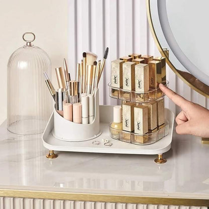 Rotating Cosmetic Brush And Lipstick Organizer