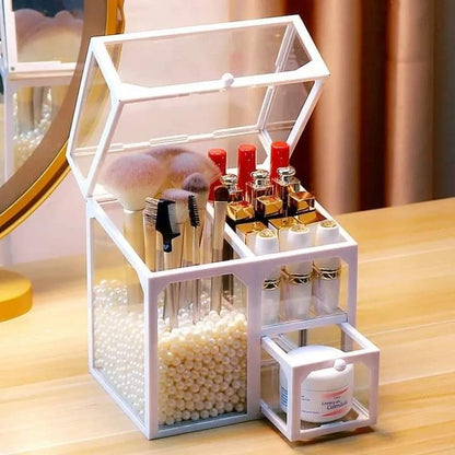 Glass Cosmetic And Makeup Brush Organizer