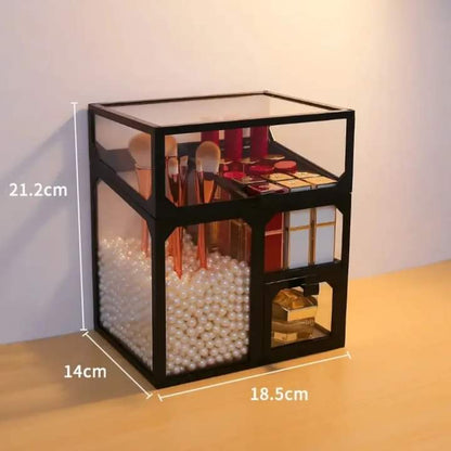 Glass Cosmetic And Makeup Brush Organizer