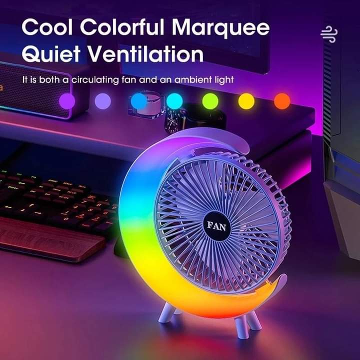 G shape rgb light fan