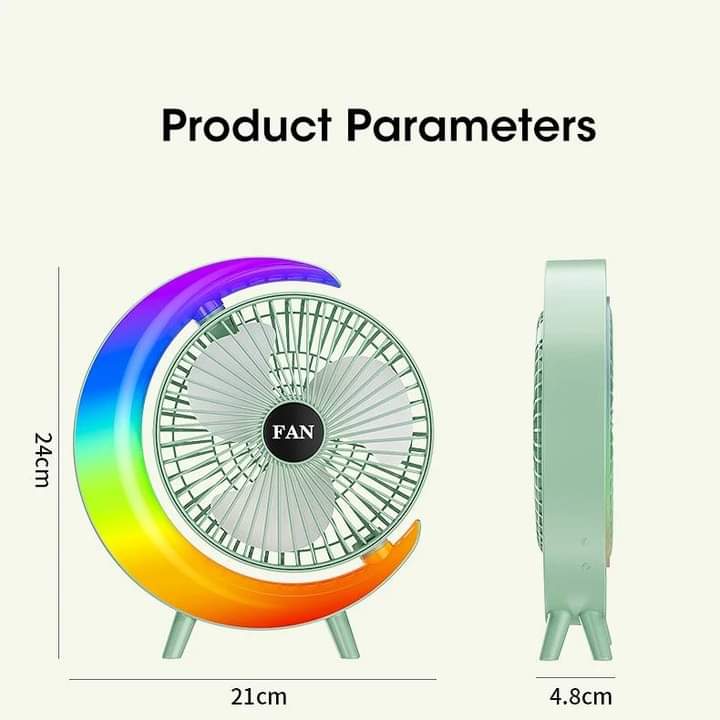 G shape rgb light fan