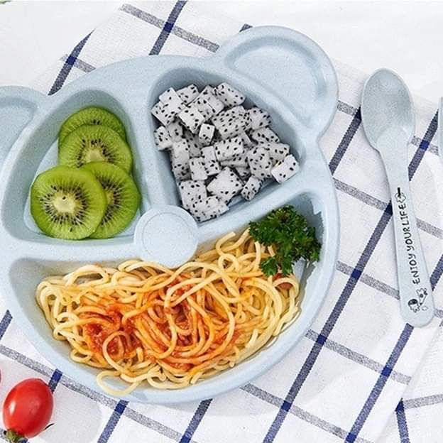 3Pcs Bear Plate With Spoon