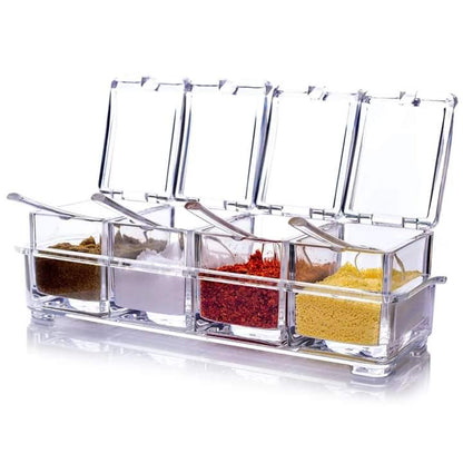 4 Grid Clear Seasoning Box