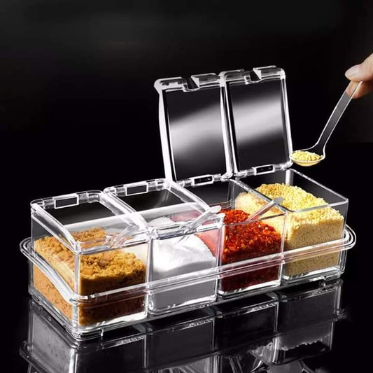 4 Grid Clear Seasoning Box