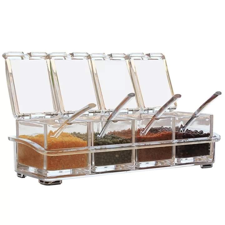 4 Grid Clear Seasoning Box