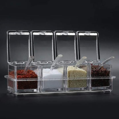 4 Grid Clear Seasoning Box