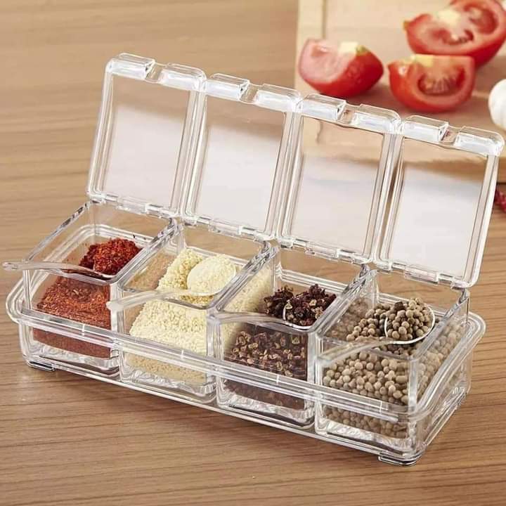 4 Grid Clear Seasoning Box