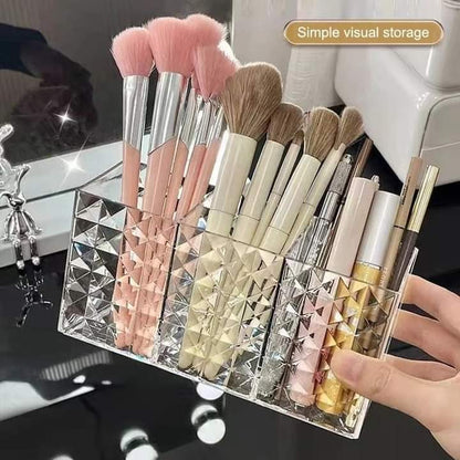 Luxury 3 Grid Acrylic Brush Holder