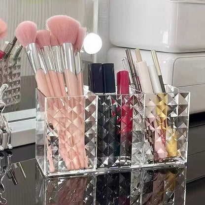 Luxury 3 Grid Acrylic Brush Holder