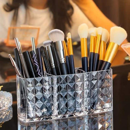 Luxury 3 Grid Acrylic Brush Holder