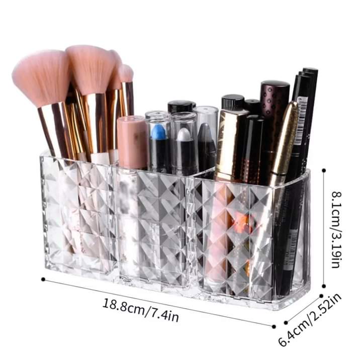 Luxury 3 Grid Acrylic Brush Holder