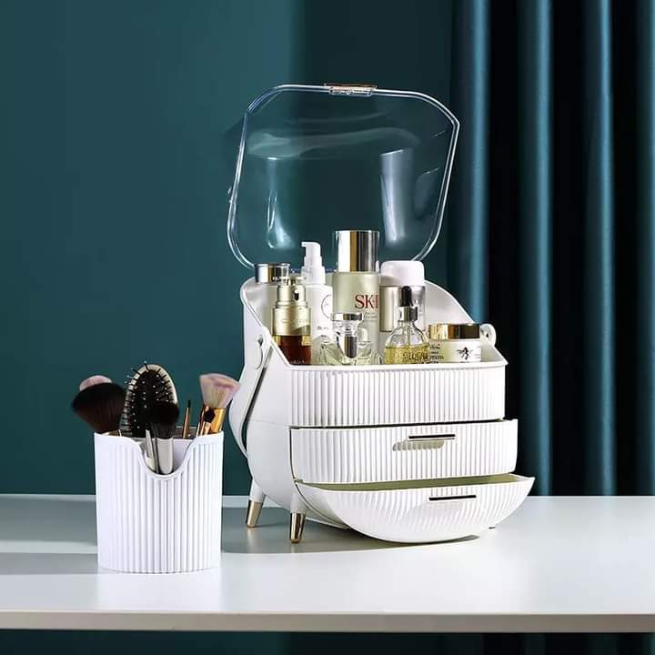 Large Capacity Cosmetic Organizer With Brush Holder