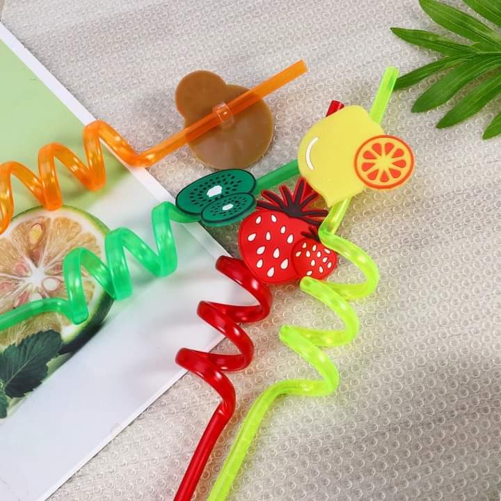 4 Pcs Reusable Fruit Shaped Straws