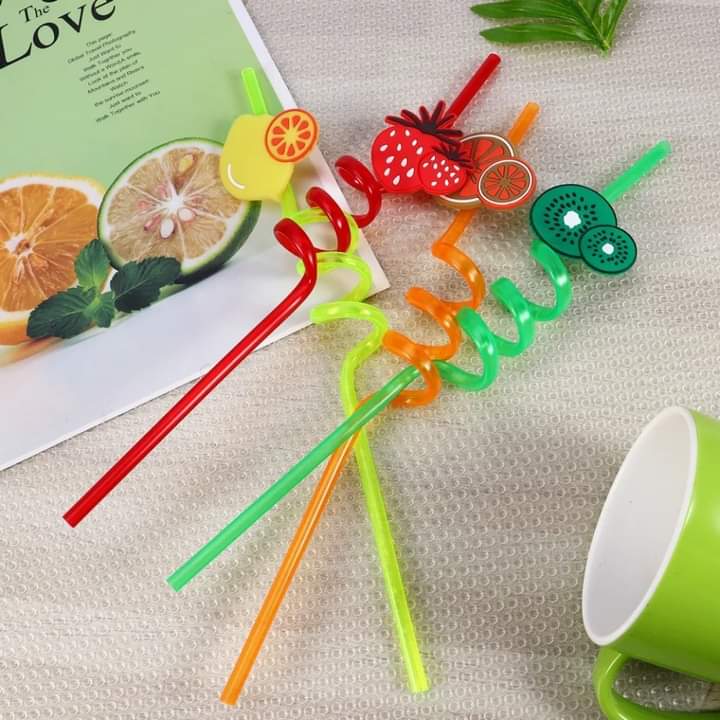 4 Pcs Reusable Fruit Shaped Straws