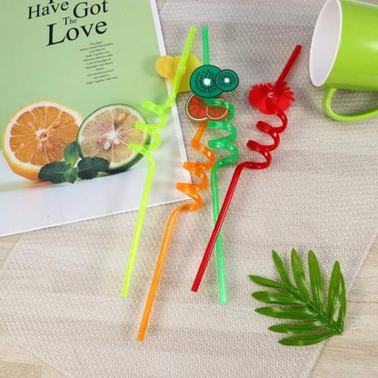 4 Pcs Reusable Fruit Shaped Straws