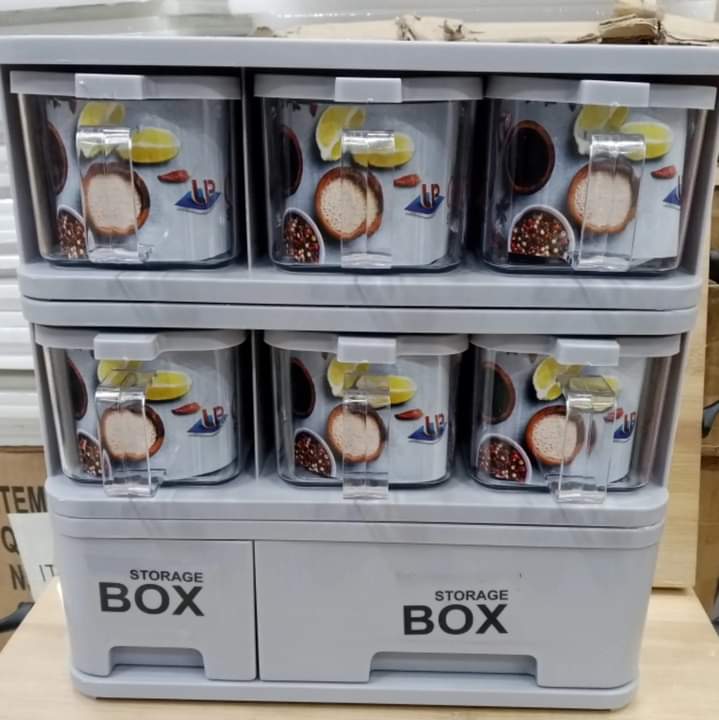 Seasoning Box With 6 Jars And Drawer