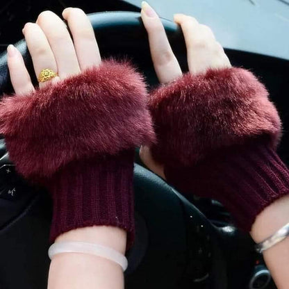 Stylish Faux Rabbit Hair Fur Gloves For Women