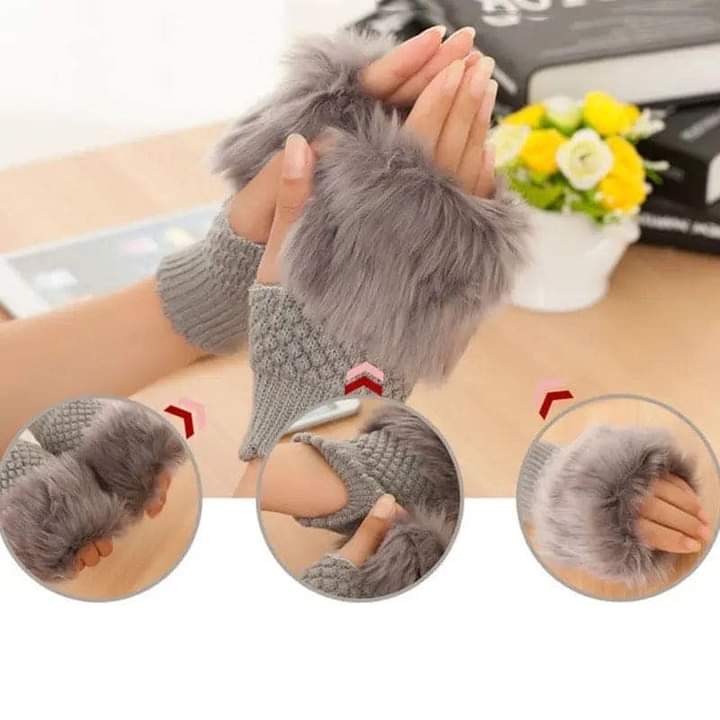 Stylish Faux Rabbit Hair Fur Gloves For Women