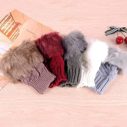 Stylish Faux Rabbit Hair Fur Gloves For Women