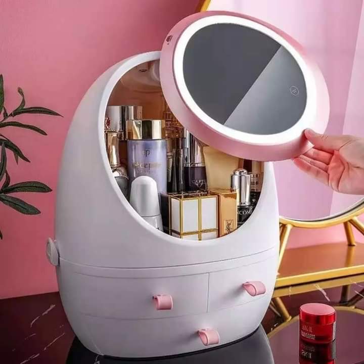 Oval Mirror Cosmetic Storage Organizer