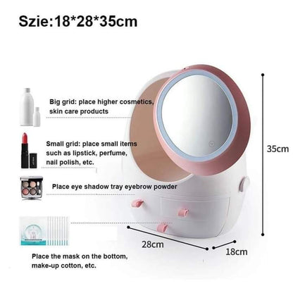 Oval Mirror Cosmetic Storage Organizer