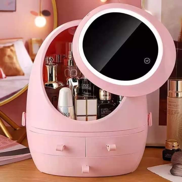 Oval Mirror Cosmetic Storage Organizer