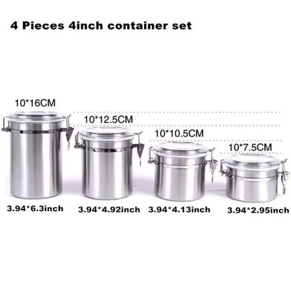 4 Pcs Stainless Steel Jars Set