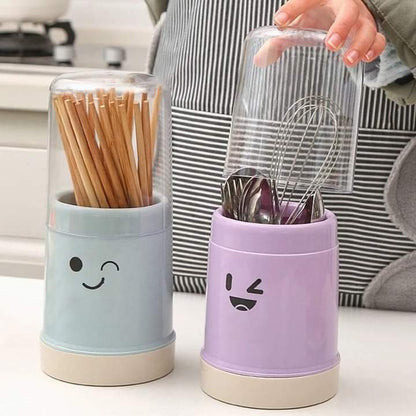 Smiley Cutlery Holder With Lid